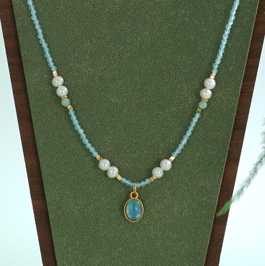 子佩集【蓝梦风华】银S925珍珠惜王妃项链【SGN0670003】2mm蓝珠4mm珍珠惜王妃蓝椭圆2601 商品图1