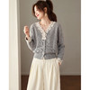 法式蕾丝V领针织开衫，设计感短款毛衣外套气质上衣CC-27-2643 商品缩略图2