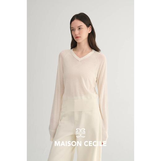 MC三色|水溶羊毛亲肤超糯慵懒感显比例V领针织毛衣MAISON CECILE 商品图3