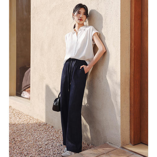 【SAKURA樱花·棉麻牛仔弯刀裤26101】复古牛仔弯刀裤，藏胯遮肉，宽松阔腿裤 商品图3