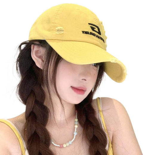 韩系破洞字母G刺绣棒球帽 全面升级款  男女大头围显脸小宽帽檐鸭舌帽子 休闲百搭潮帽 商品图4