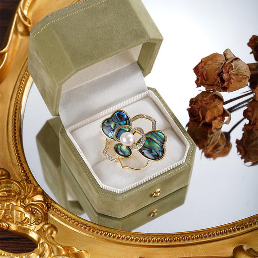 子佩集【花寄幽梦】珍珠惜王妃胸针【XXXZ249】6.5mm珠螺钿三瓣花山茶花镀金2601 商品图1