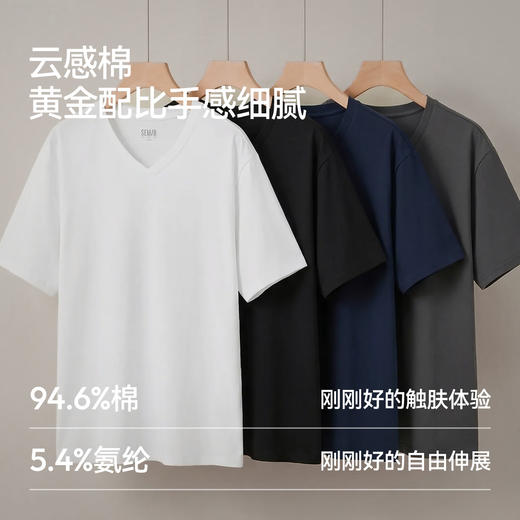 商场同款|森马短袖T恤男夏季纯色V领针织衫2026新款时尚舒适上衣 商品图2