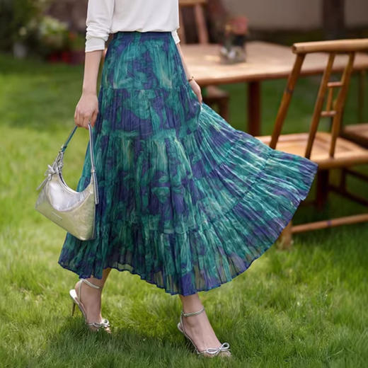 雀说 田园清新百搭碎花半身裙A字大摆裙5774 商品图2