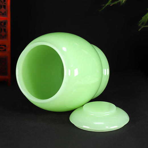 帝王绿琉璃骨灰坛净面骨灰桶骨灰坛 商品图1