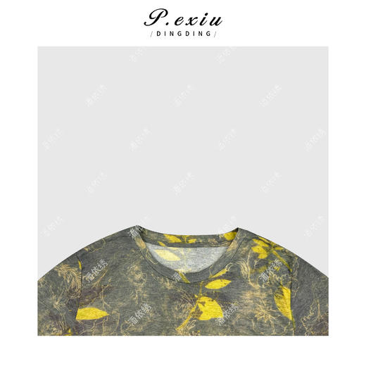 03-4潘依绣丁丁宠粉复古百搭撞色印花圆领短袖T恤 W-63282 商品图2