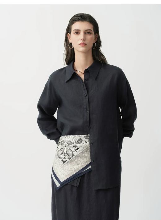 F032372轻盈挺括舒爽有型静奢老钱风双门襟设计亚麻衬衫 商品图9