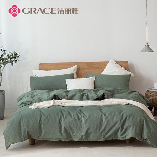 洁丽雅（Grace)官绿.全棉色织水洗棉四件套JLY25701 商品图0