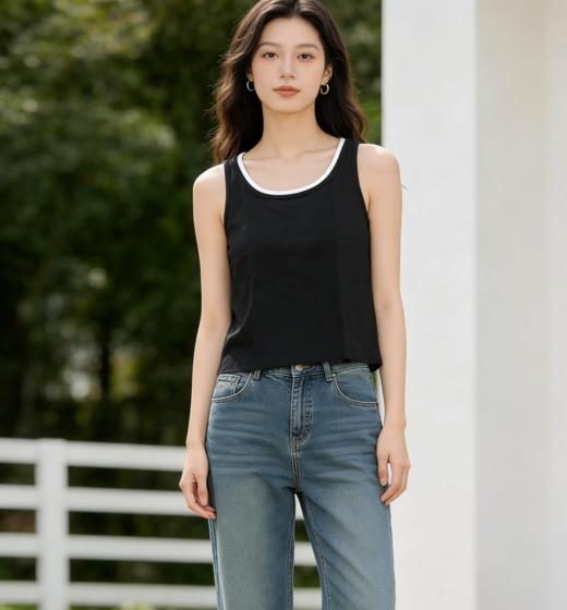 佐丹奴女装26年新款坑条罗纹打底单穿假两件背心05326210 商品图0
