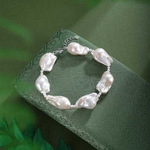 子佩集【潮汐褶皱】银S925珍珠惜王妃手链【BLKSL002】2.5mm小珠14-18mm巴洛克珠2601 商品图1