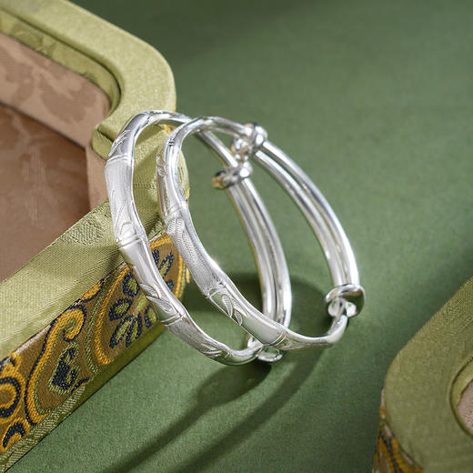 子佩集【茁壮康宁】银S9999童镯【TB0240975】儿童竹节磨砂2601 商品图0