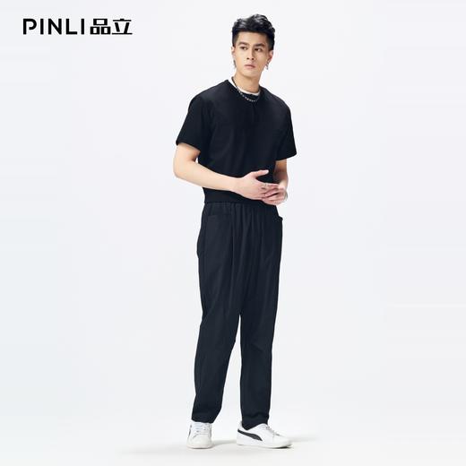 PINLI品立2026夏季新款假两件撞色圆领短袖T恤上衣体恤青年潮牌GD262111045 商品图1