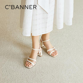 千百度粗高跟时装凉鞋女2026夏季新款露趾不累脚真皮通勤绝美凉鞋A26360815