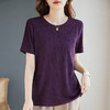 紫色条纹短袖t恤女新款夏季时尚洋气女装休闲大码体恤衫半袖上衣 商品缩略图2