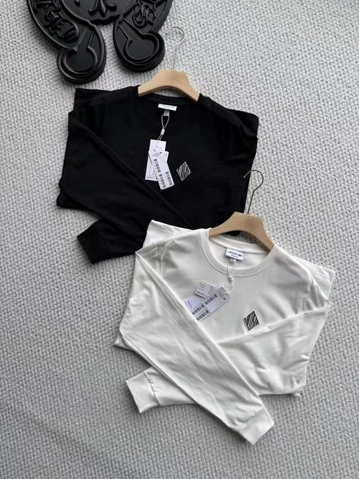 F032361春季百搭新款简约菱形刺绣LOGO休闲运动长袖T恤 商品图1