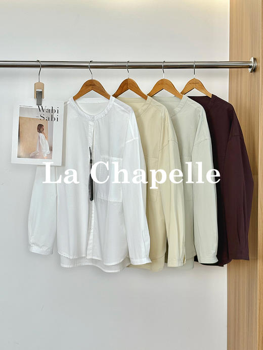 专柜实拍【气质文艺风】拉夏贝尔/La Chapelle纯棉舒适亲肤圆领排扣百搭休闲衬衫叠穿纯色长袖上衣 商品图0