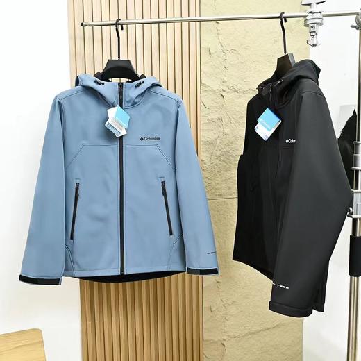 F032313春季秋冬季软壳防水防风内里加绒加厚款连帽冲锋衣 商品图2