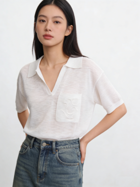 G2000女装SS26商场新款【可机洗】V领短袖针织衫61276015