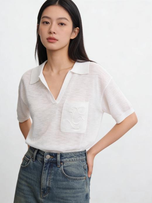 G2000女装SS26商场新款【可机洗】V领短袖针织衫61276015 商品图0
