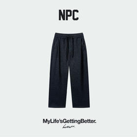 NPC潮牌定制针织牛仔布立体剪裁弯刀裤弹力松紧腰休闲裤NP5CSP12
