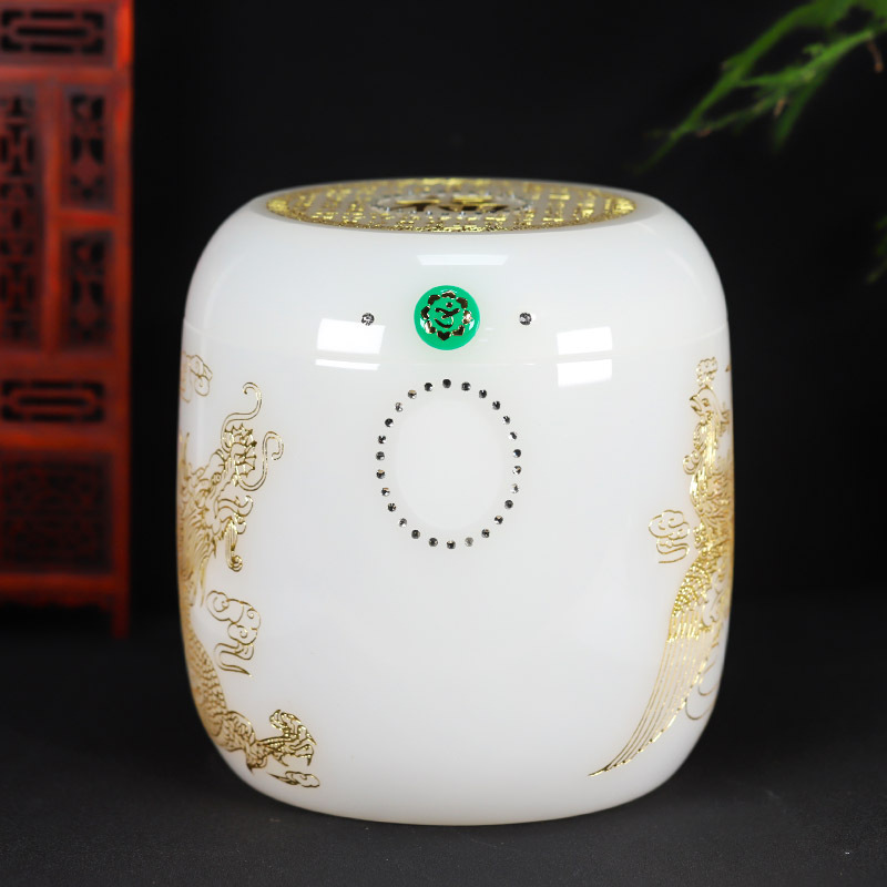 骨灰坛琉璃白玉龙凤骨灰桶骨灰坛