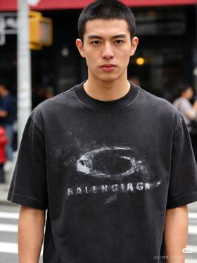 世家 2026春夏烟雾系列水洗雪花圆领短袖T恤 Z-15892