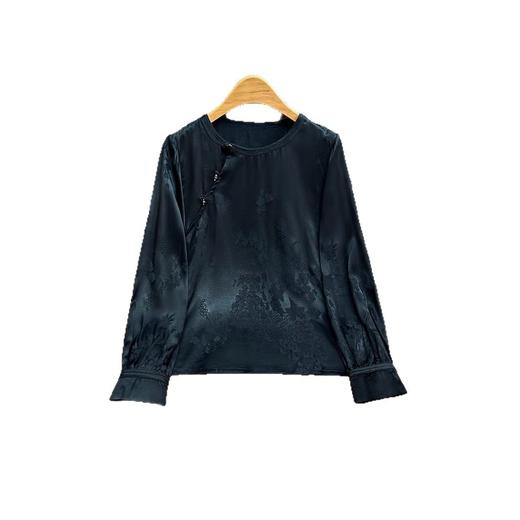 丁摩 新中式斜襟衬衫春季新款高端人丝提花复古国风百搭衬衣上衣6ZF-3235 商品图4