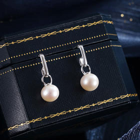 子佩集【微光凝露】银S925珍珠惜王妃耳钉【SPE0370001】8-9mm珠吊球2601