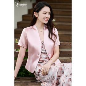 米思阳2026春夏新款通勤醋纤小西装高级感百搭短袖休闲上衣女2918