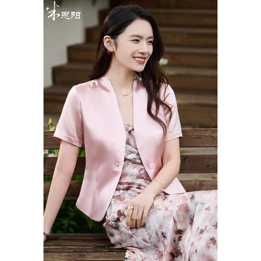 米思阳2026春夏新款通勤醋纤小西装高级感百搭短袖休闲上衣女2918 商品图0