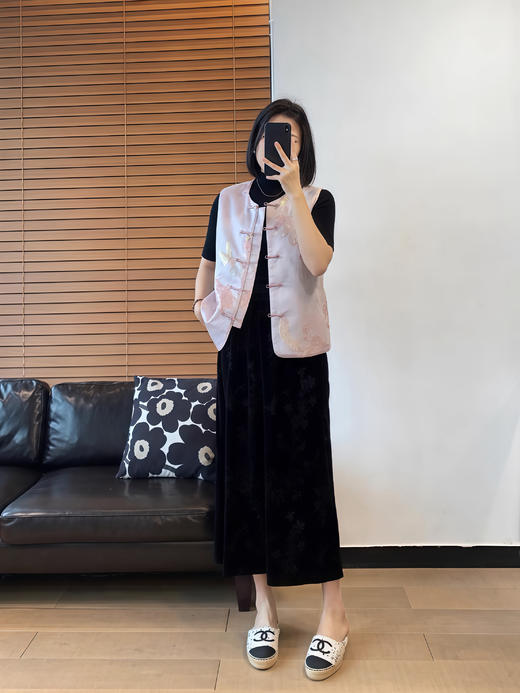 新中式宋锦提花盘扣马甲 商品图6