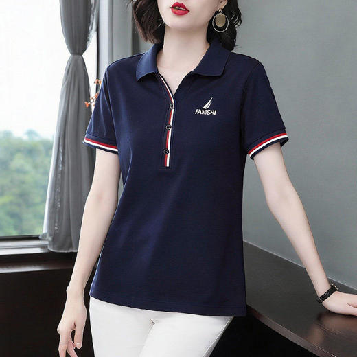 polo衫t恤女短袖2026新款夏季爆款女装假两件正肩翻领上衣体恤衫 商品图2