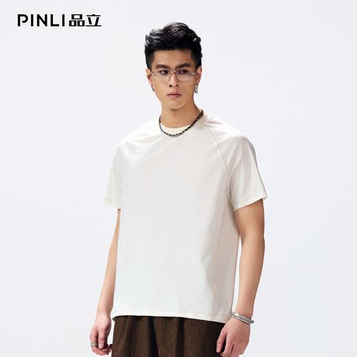 PINLI品立2026夏季新款男士连肩袖圆领短袖T恤上衣潮GD262111038 商品图0