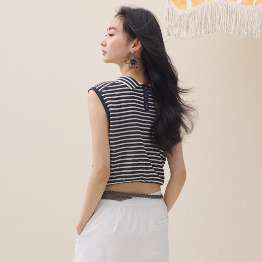 谜底针织衫无袖2026夏季新品H型老钱风polo领质感毛衣女262MZ0776 商品图2