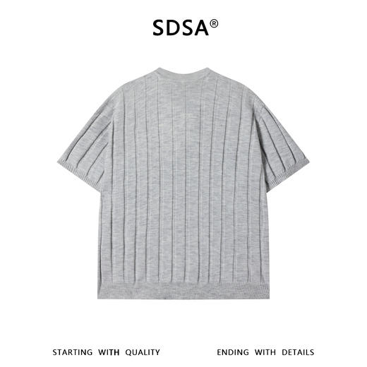 SDSA男装2026新款高贵轻奢老钱风纯色竖纹圆领短袖T恤休闲百搭 商品图4