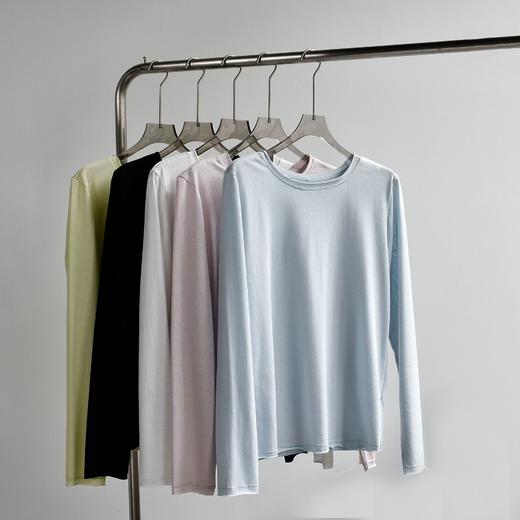 丁摩 【天丝棉语衫】春夏新莱赛尔天丝棉卷边圆领宽松防晒罩衫针织衫6ZF-B014 商品图0