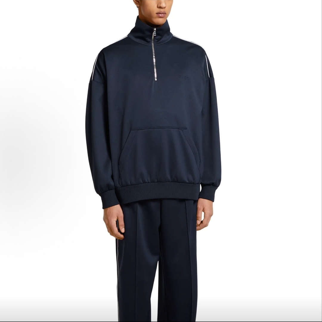 G家压纹藏青色运动套装