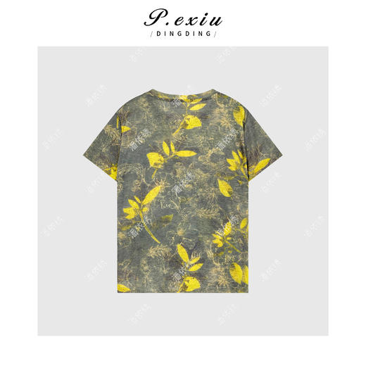 03-4潘依绣丁丁宠粉复古百搭撞色印花圆领短袖T恤 W-63282 商品图1