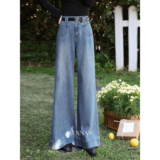 鹿向南「花畔闲步」牛仔阔腿裤女2026新款夏季复古风超火宽松裤子 商品图2