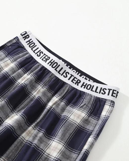 F032360水洗磨毛挺阔有型格纹字母织带休闲长裤睡裤 商品图2