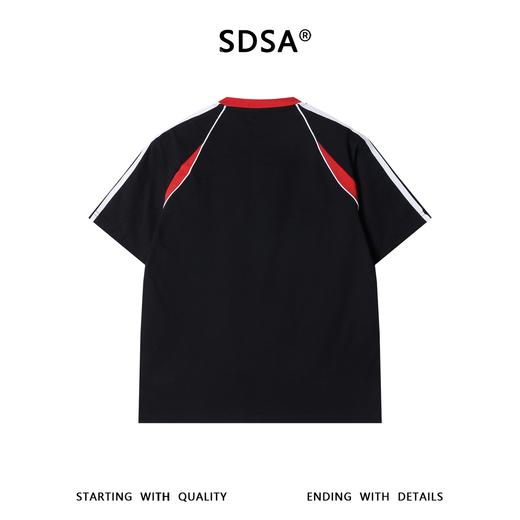 SDSA男装2026新款高贵轻奢复古宽松拼接条纹印花圆领短袖T恤百搭 商品图4