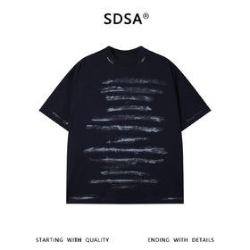 SDSA男装2026新款高贵轻奢美式复古刷漆印花字母圆领短袖T恤百搭