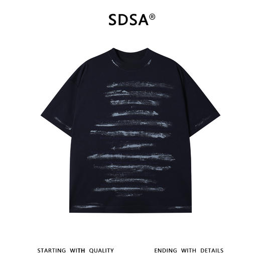 SDSA男装2026新款高贵轻奢美式复古刷漆印花字母圆领短袖T恤百搭 商品图0