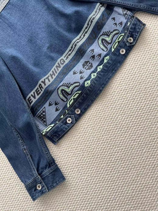 F032309新款男士复古风格海鸥印花拼接牛仔面料夹克外套 商品图12