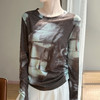 百媚生 法式设计感晕染印花针织衫女圆领长袖上衣RW-Y03-20 商品缩略图1