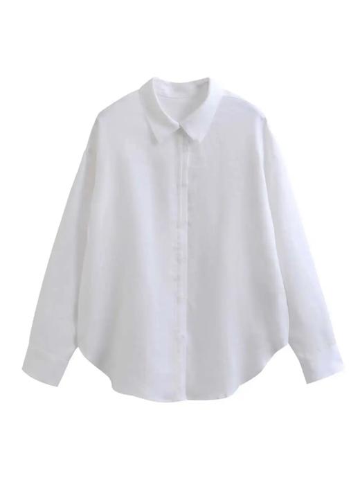 F032372轻盈挺括舒爽有型静奢老钱风双门襟设计亚麻衬衫 商品图3