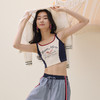 谜底印花短款T恤吊带2026夏新品休闲复古撞色拼接背心女262MT0468 商品缩略图1
