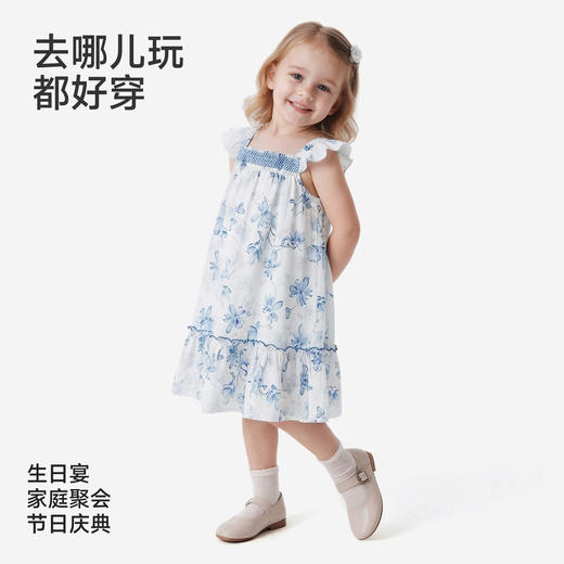 【商场同款】英氏女童背心裙春夏季新款纯棉连衣裙儿童短袖公主裙 商品图3