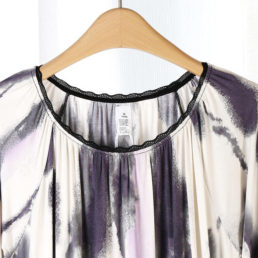 美奈川睡衣女家居服套装水墨印花莫代尔蕾丝裙 JJ28193 商品图1