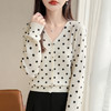 百媚生 无缝一线波点长袖针织开衫V领上衣NJR2-2192-48 商品缩略图2